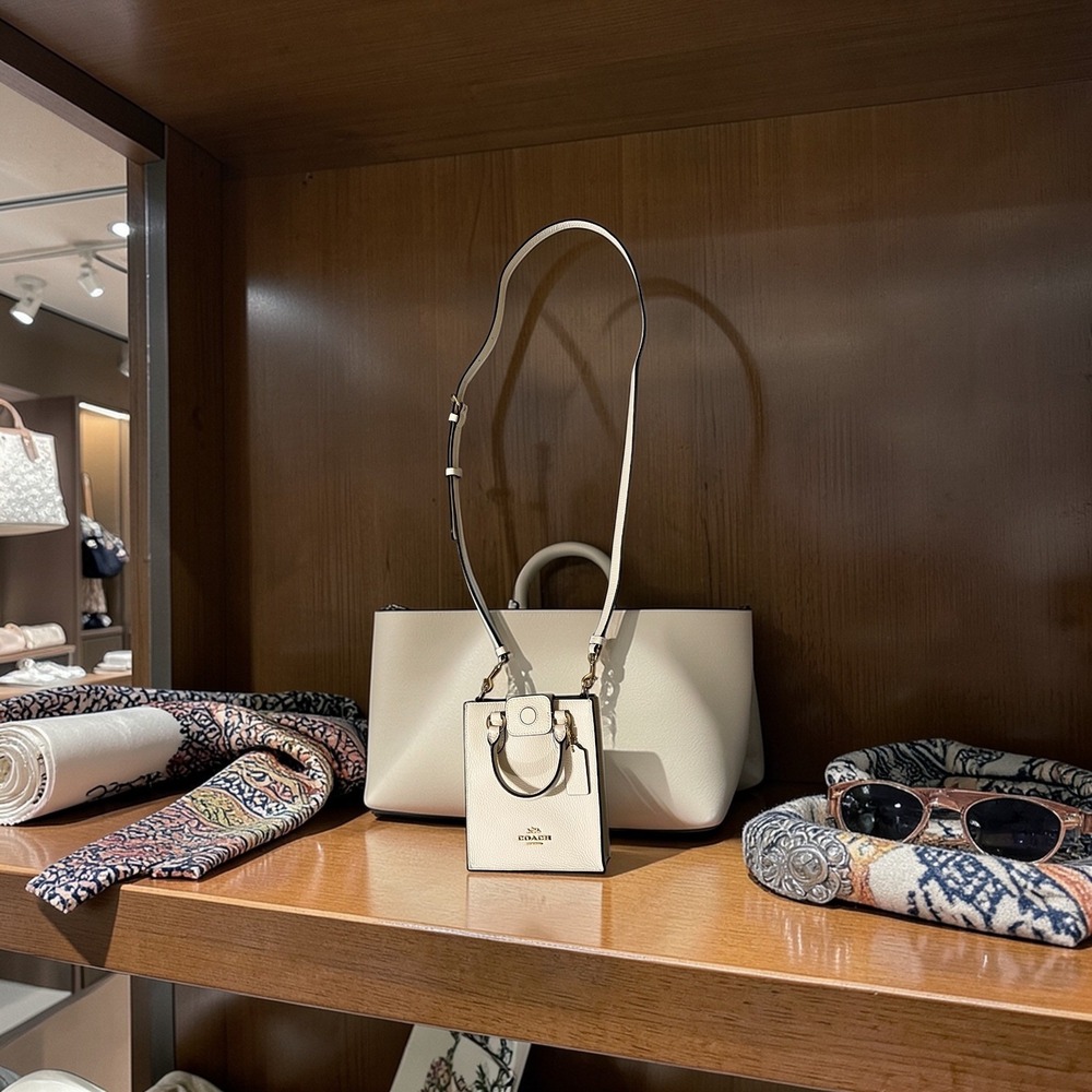 Coach North South Mini Tote Women Small White Excellent Pebbled Leather‎ Bag